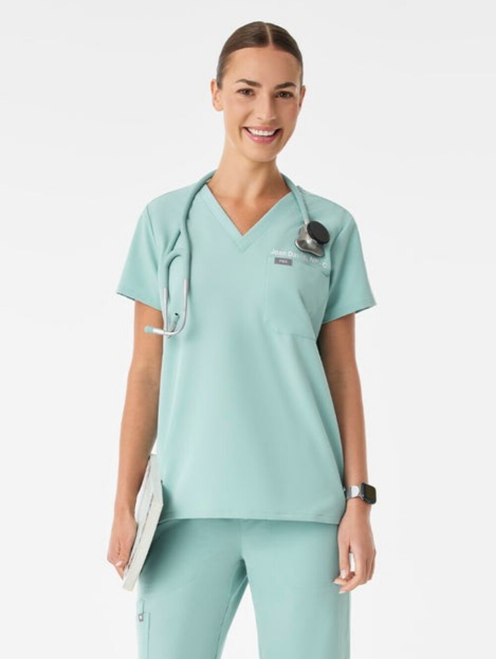 Figs Catarina Scrub Top, turquoise , Size Small